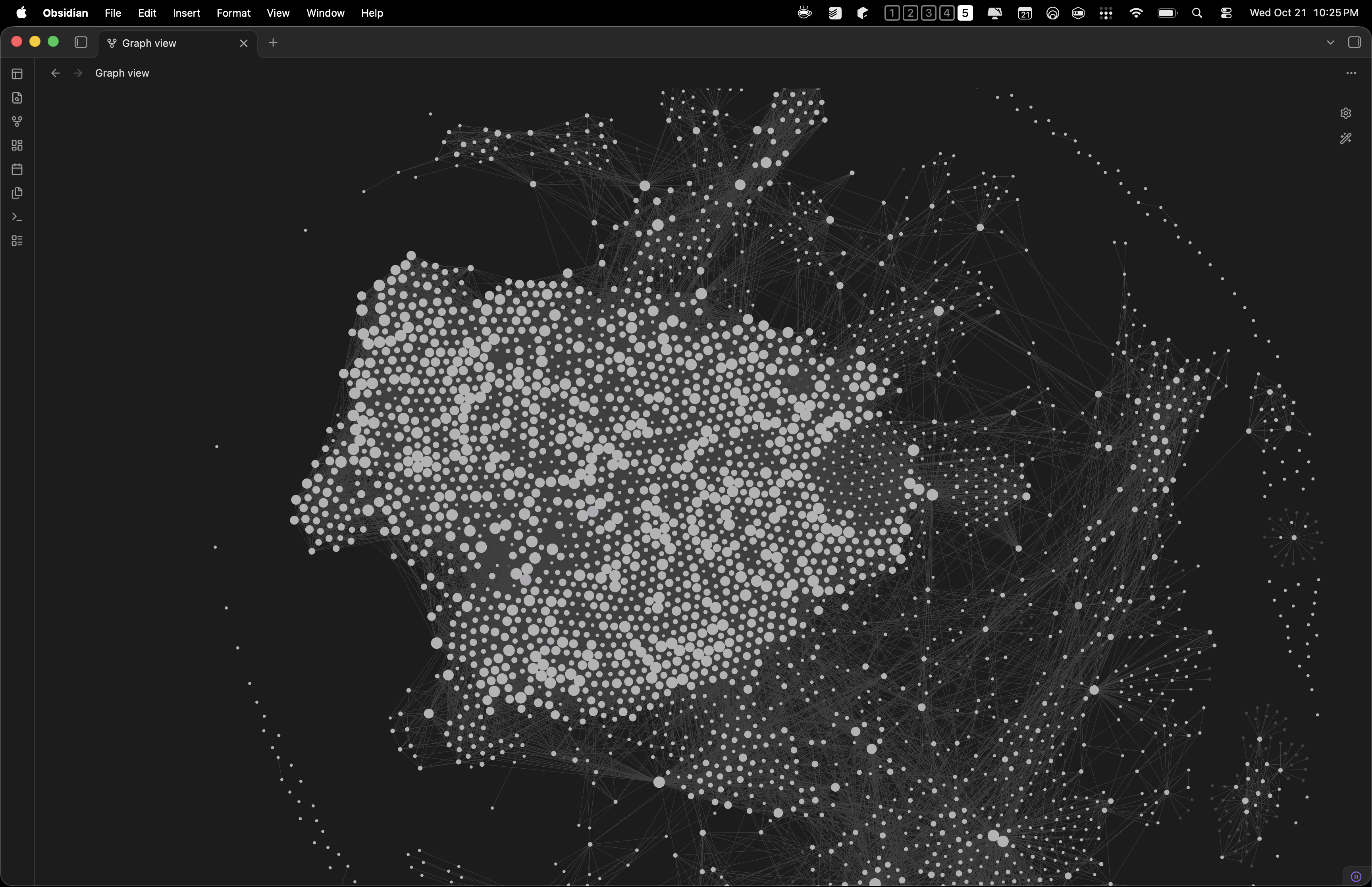 Ricardo’s Obsidian graph overview, showing a dense network of linked notes